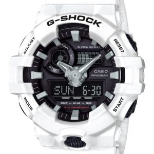 Casio Men's 'G SHOCK' Quartz Resin Casual Watch, Color:White (Model: GA-700-7ACR)