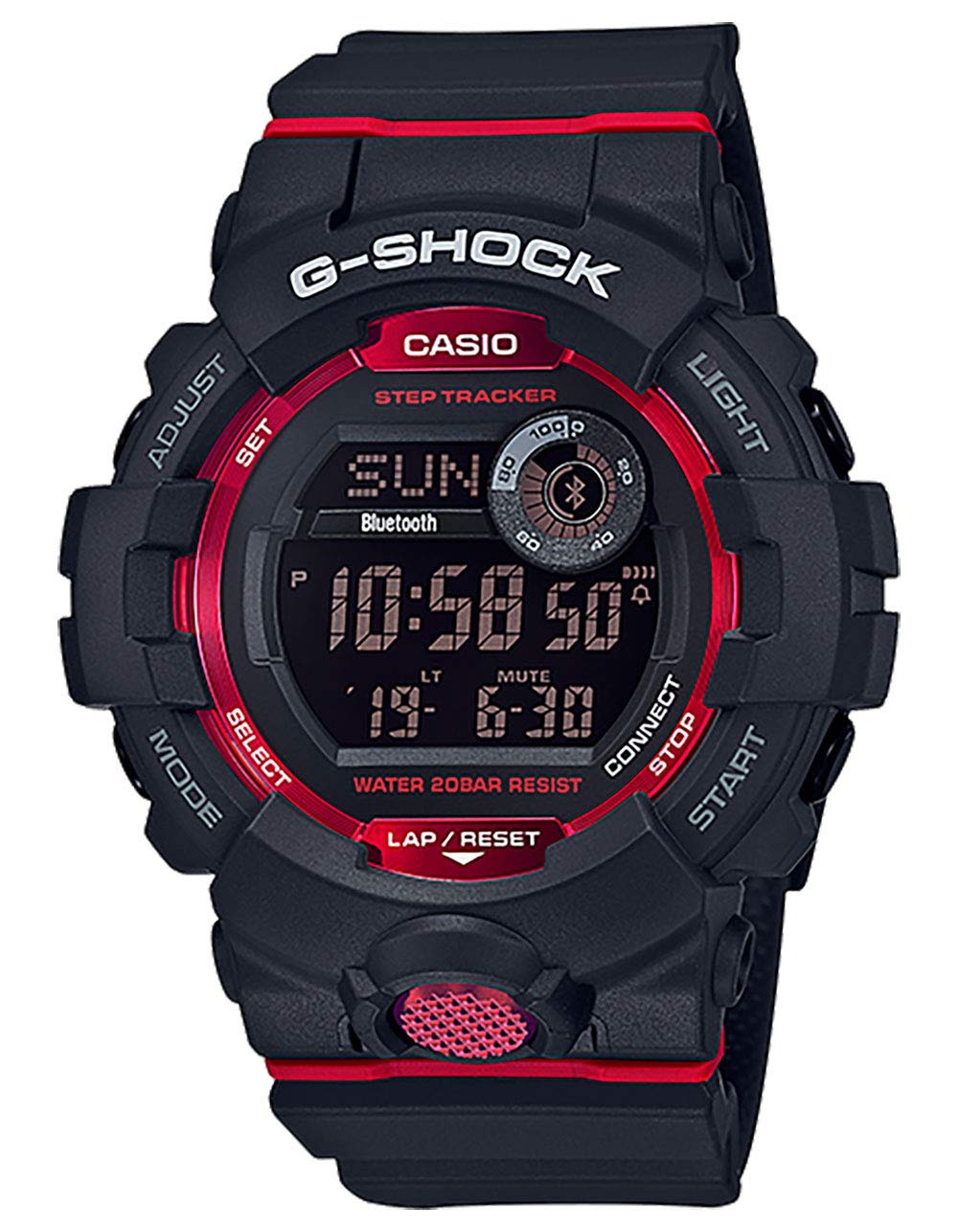 Casio G-Shock Men's GBD800-1 Bluetooth G-Squad Digital Watch, Black/Red (BLKRED/1), One Size