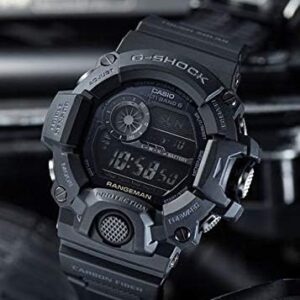 Casio mens Tactical Rangeman G-Shock Solar Atomic Watch, Black/Black, GW9400-1B