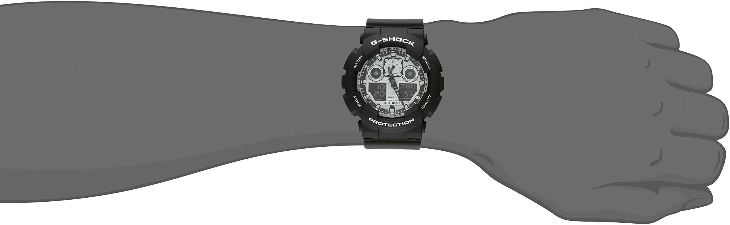 Casio G-Shock GA-100BW-1A White and Black Series Luxury Watch - Black/One Size