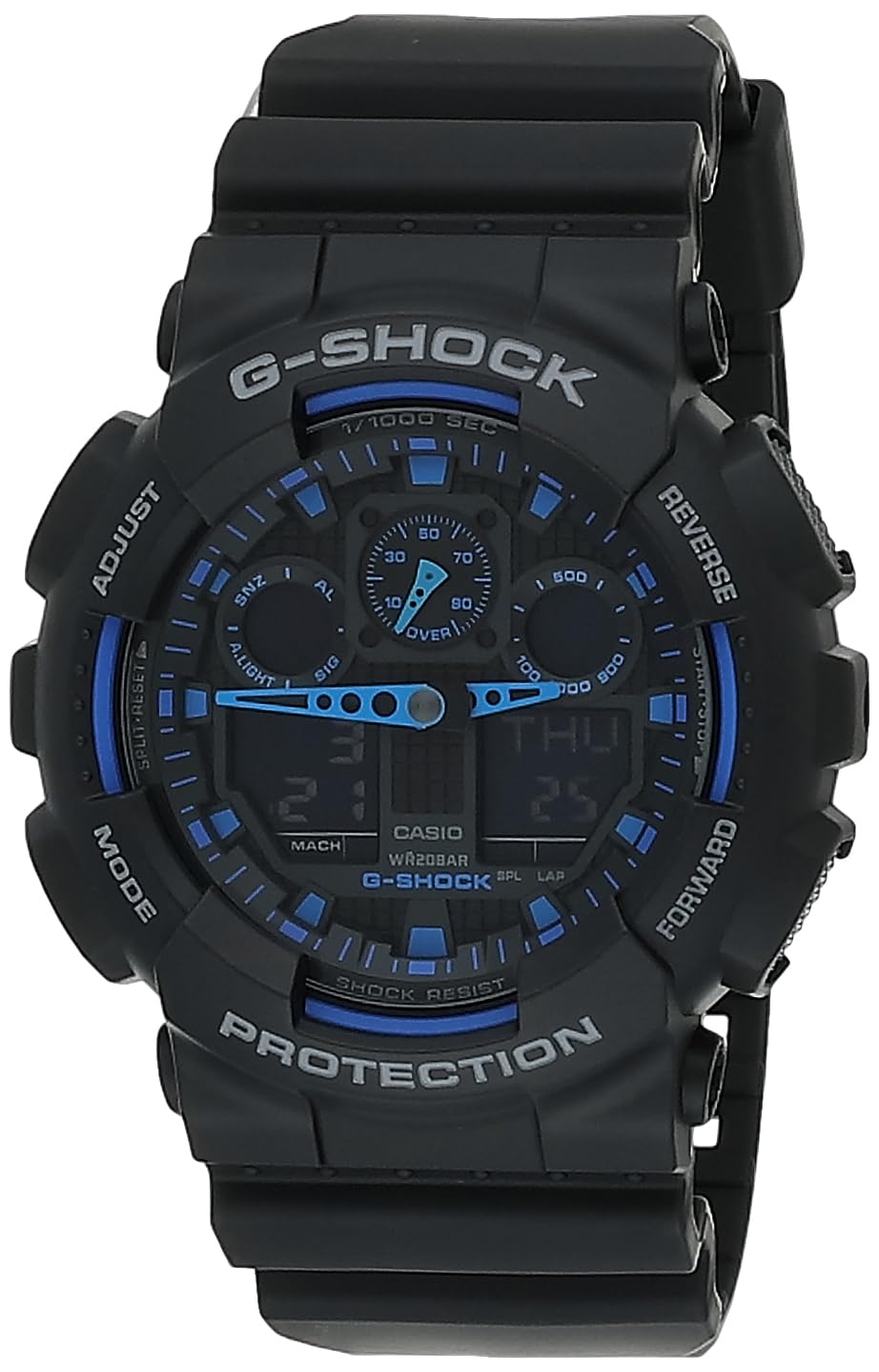 Casio G-Shock GA100-1A2 Ana-Digi Speed Indicator Black Dial Men's Watch