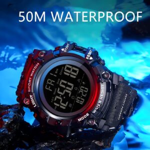 Gosasa Big Dial Digital Watch S Shock Men Military Army Watch Water Resistant LED Sports Watches (A Black)