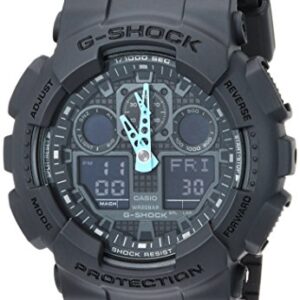 Casio Men's G-Shock Analog-Digital Watch GA-100C-8ACR, Grey/Neon Blue