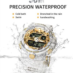 Watch for Men Watch Men Digital Sports Watch Large Digital Analog Dual Display Waterproof Watches with 3 Alarms Countdown Stopwatch Date Dual-Time LED Light Multifunctional Military Wrist Watches