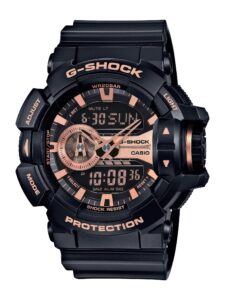 casio xl g-shock quartz sport watch with plastic strap, 18.3 (model: ga-400gb-1a4) black/rose gold