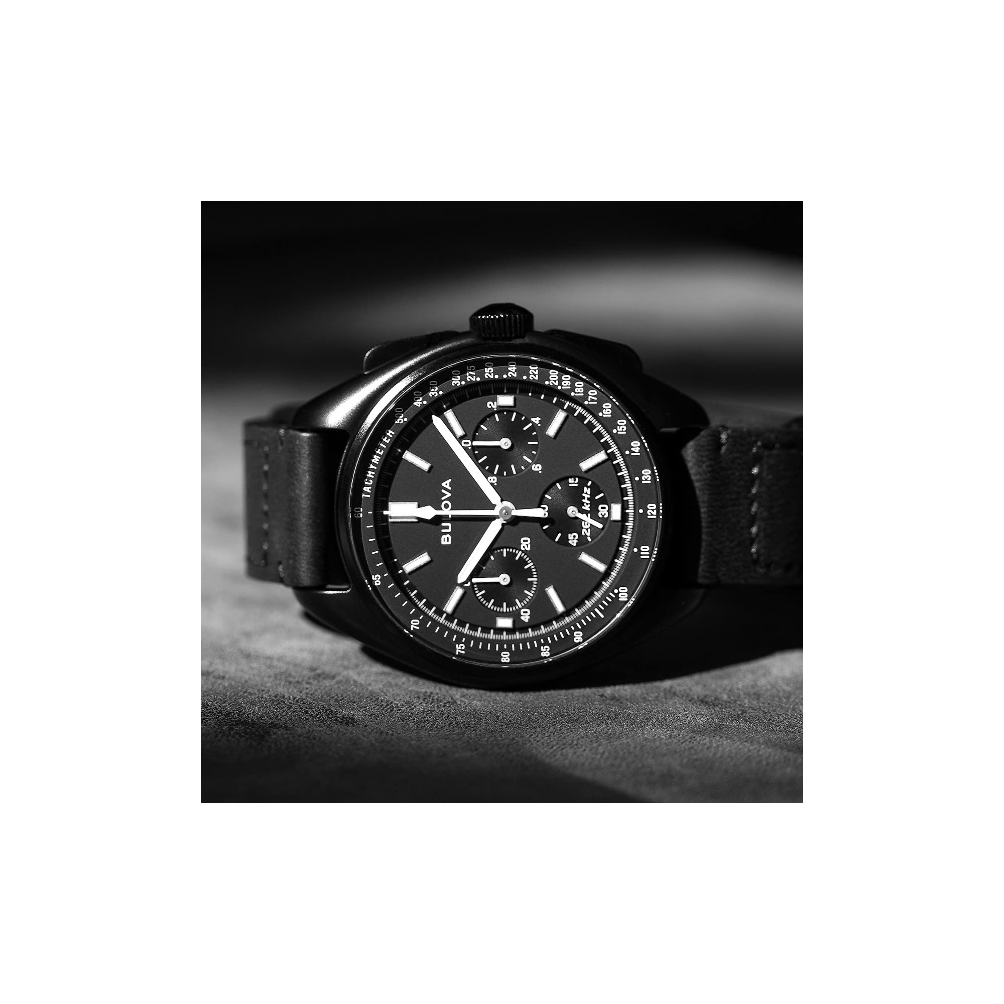 Bulova Men's Archive Series Lunar Pilot 6-Hand Chronograph Precisionist Black Ion-Plated Stainless Steel, Black NATO Strap and Sapphire Crystal Style: 98A186