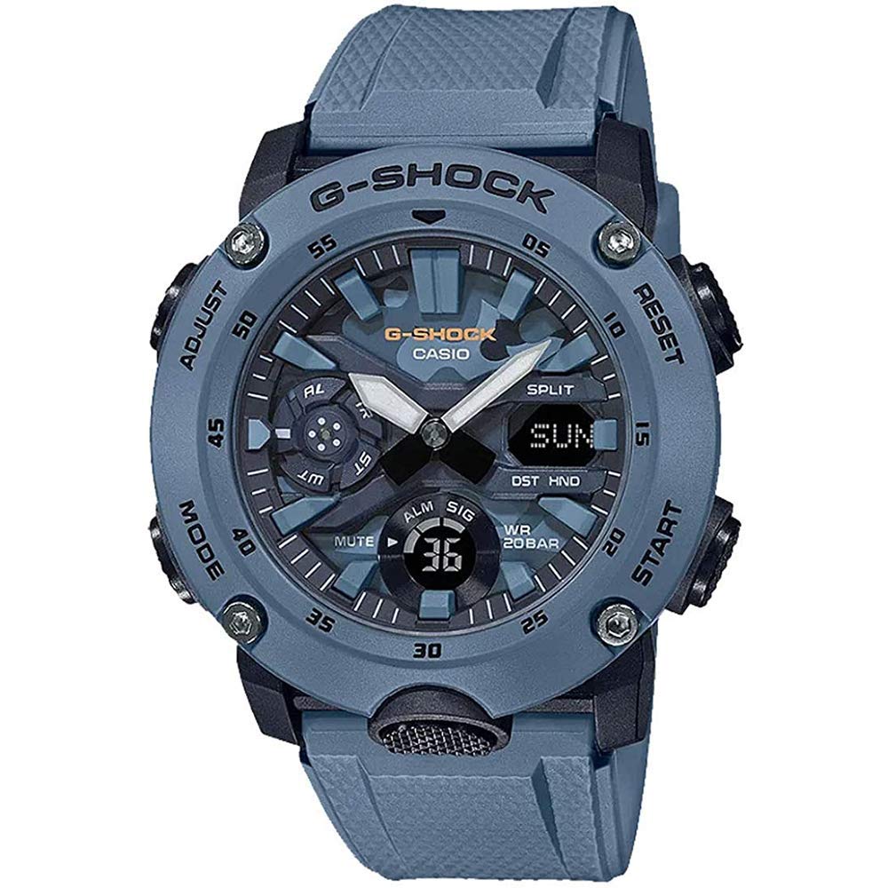 Casio Men's G-Shock Analog-Digital Carbon-Resin Blue Camoflauge Dial Watch GA2000SU-2A