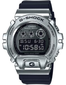 men's casio g-shock 25th anniversary limited edition digital stainless steel and black resin strap watch gm6900-1