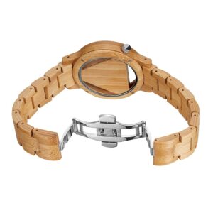 Triangle Wood Watch for Men Creative Hollow Dial Full Wooden Quartz Watch Vintage Natural Mens Unique Inverted Geometric Wood Wrist Watch