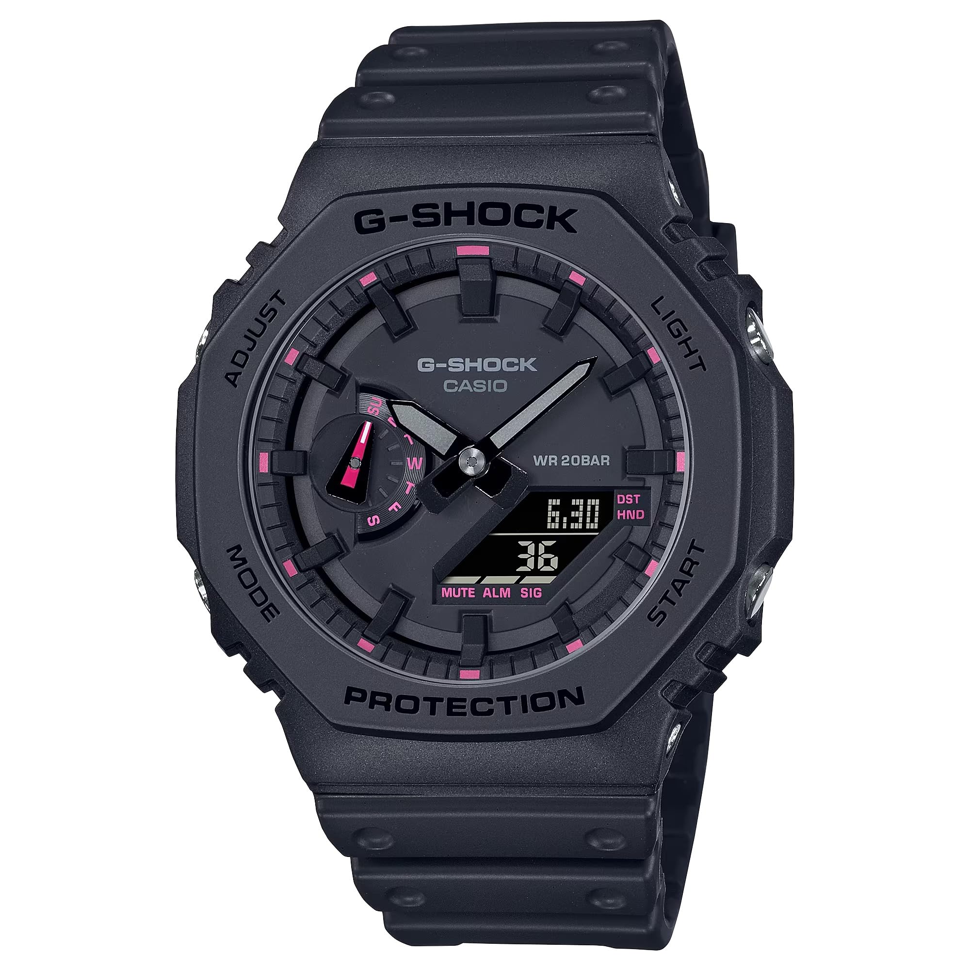 G-Shock Casio Pink Ribbon Edition Analog-Digital Black Resin Strap Watch | GA-2100P-1A