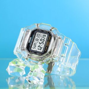 Gosasa Women's Men Youth Square Full Transparent Digital Watch Chronograph Countdown Dual Time Waterproof Watch