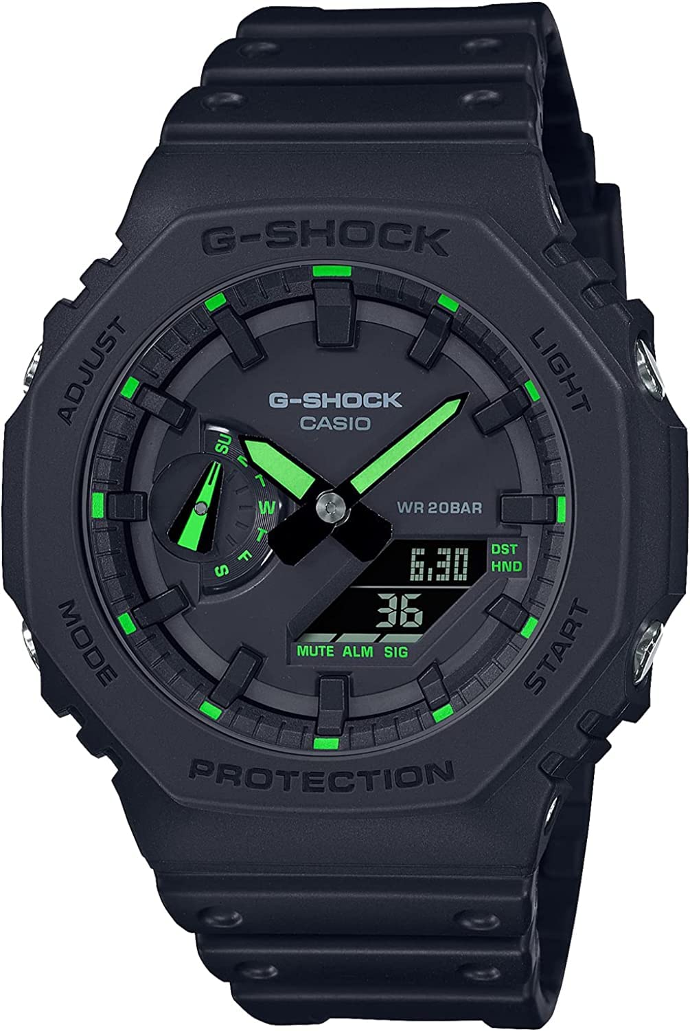 G-Shock GA2100-1A3 Neon Accent Watch, Green