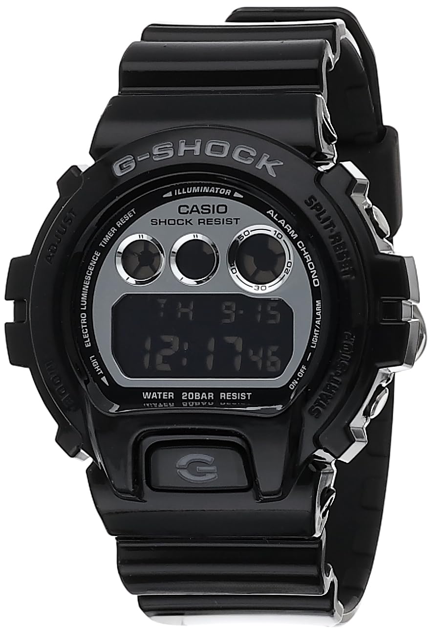 Casio G-Shock DW6900NB-1 Silver Mirror Dial Sports Watch (Jet Black)