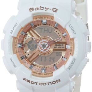 Casio Women's BA-110-7A1CR Baby-G Pink Analog-Digital Display and White Resin Strap Watch