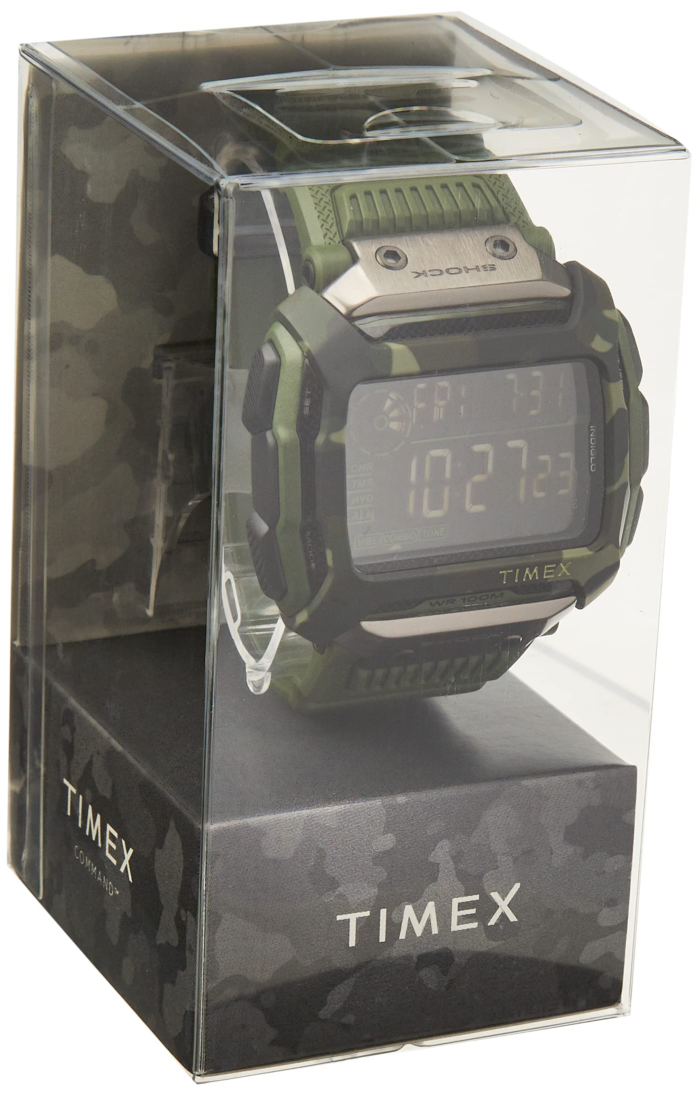 Timex Command Shock Digital CAT 54mm Watch – Olive Camo with Resin Strap