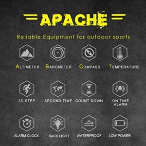 North Edge Apache Tactical Sports Watches for Men , Outdoor Survival Military Compass Rock Solid Digital Watches with Durable Band, Steps Tracker Pedometer Calories (Green)…