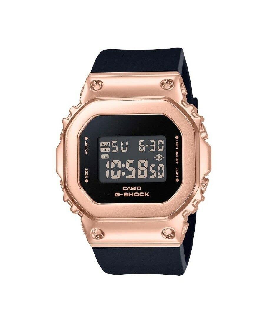 G-Shock Ladies' Casio Digital Rose Gold-Tone and Black Resin Strap Watch GMS5600PG-1