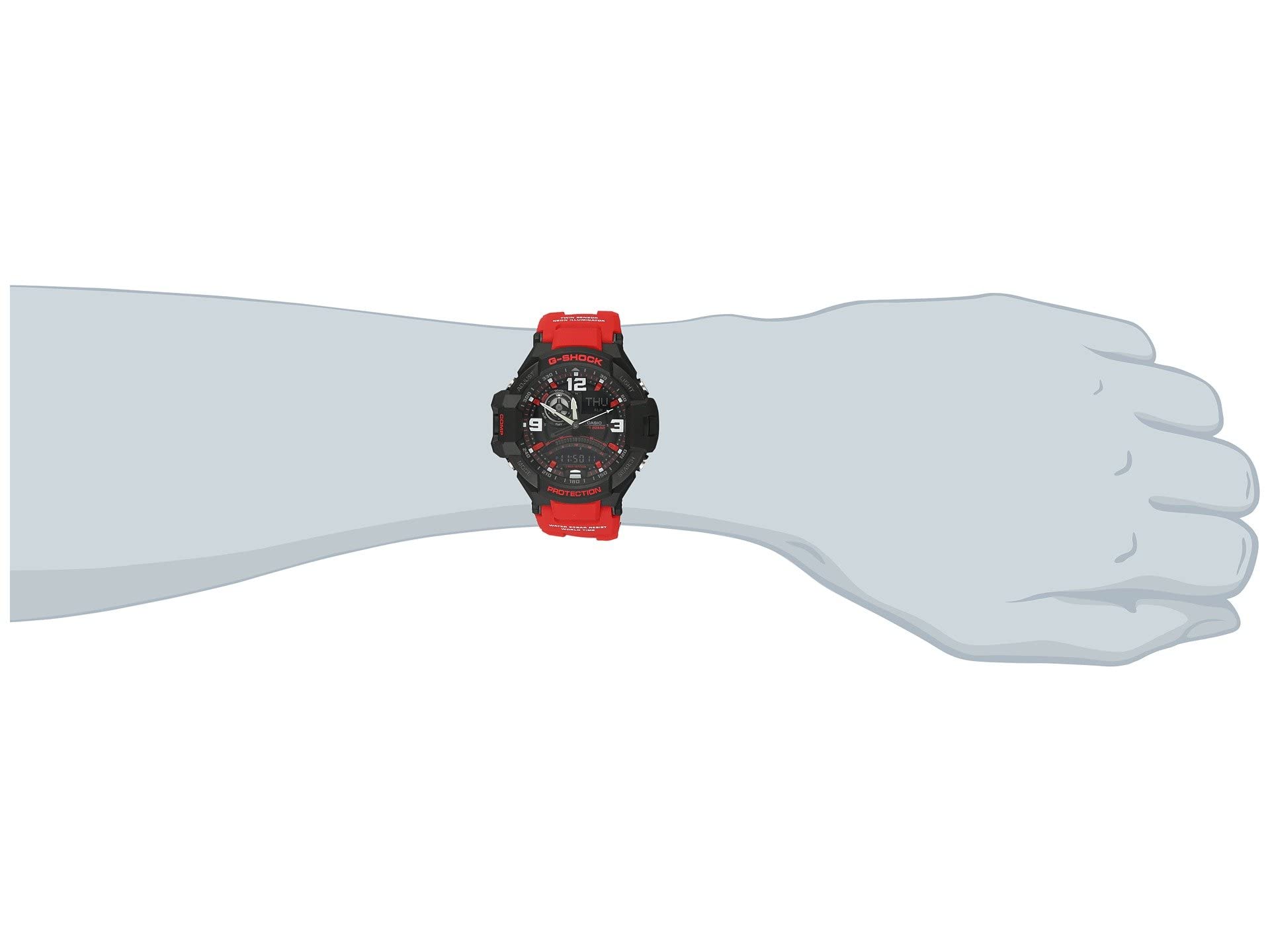 Casio G-Shock Aviation Black Dial Red Resin Quartz Men's Watch GA1000-4B