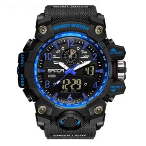 aimes mens watches sports outdoor waterproof military watch for men tactical watch analog digital date alarm stopwatch black blue multi-function tactics big face wristwatch for men