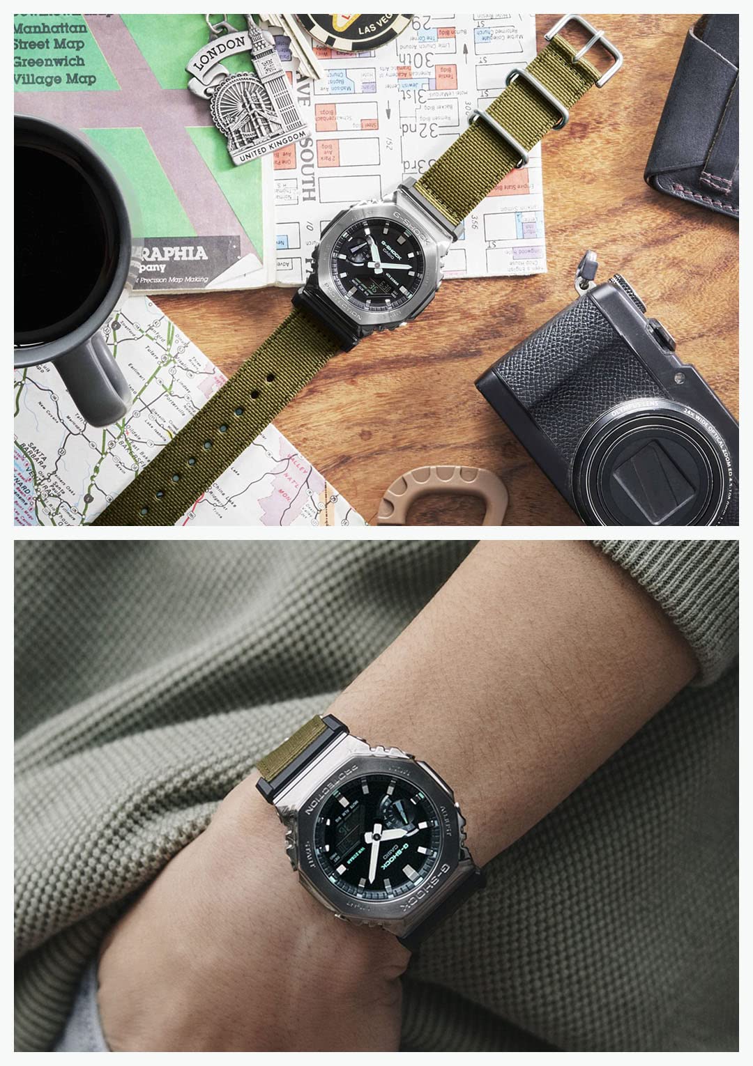 Casio GM-2100CB-3AJF [G-Shock (G-Shock) GM-2100 Cloth Band Model] Men's Watch Imported from Japan Feb 2023 Model green