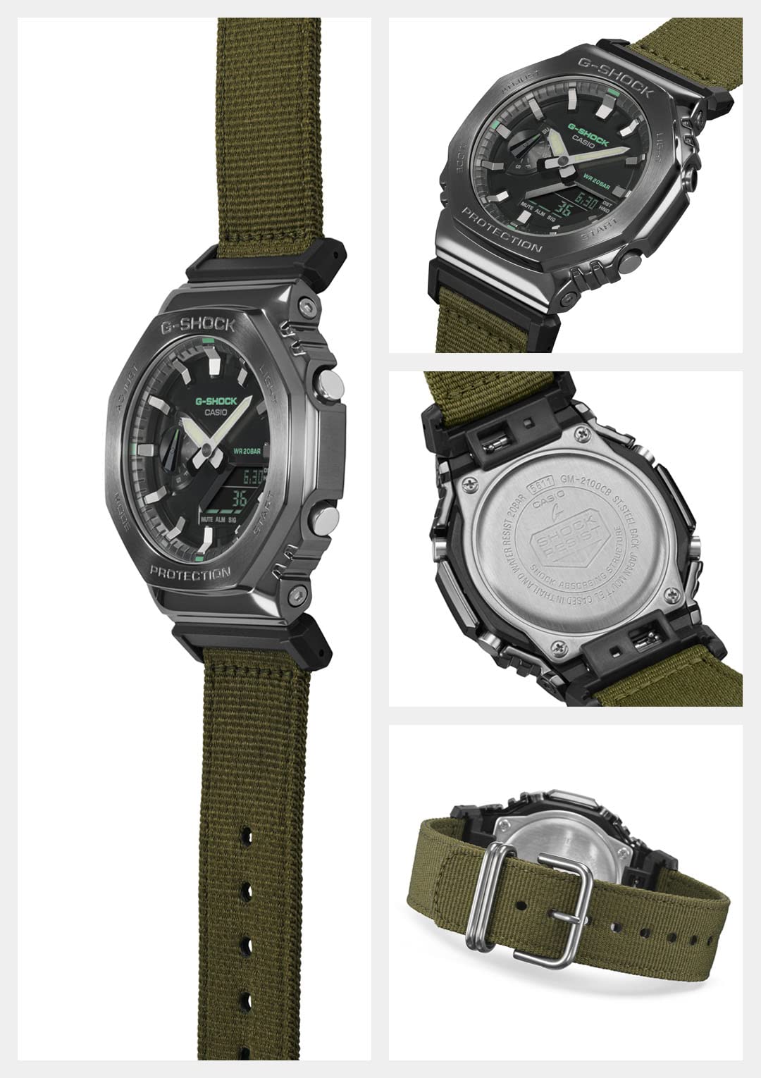 Casio GM-2100CB-3AJF [G-Shock (G-Shock) GM-2100 Cloth Band Model] Men's Watch Imported from Japan Feb 2023 Model green