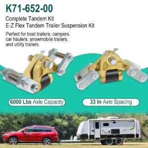 yourour K71-652-00 Complete Tandem Kit,Replacement for Dexter E-Z Flex Tandem Trailer Suspension Kit,33" Axle Centers and Axles Up to 6000 Lbs,26.00" Double Eye Springs.