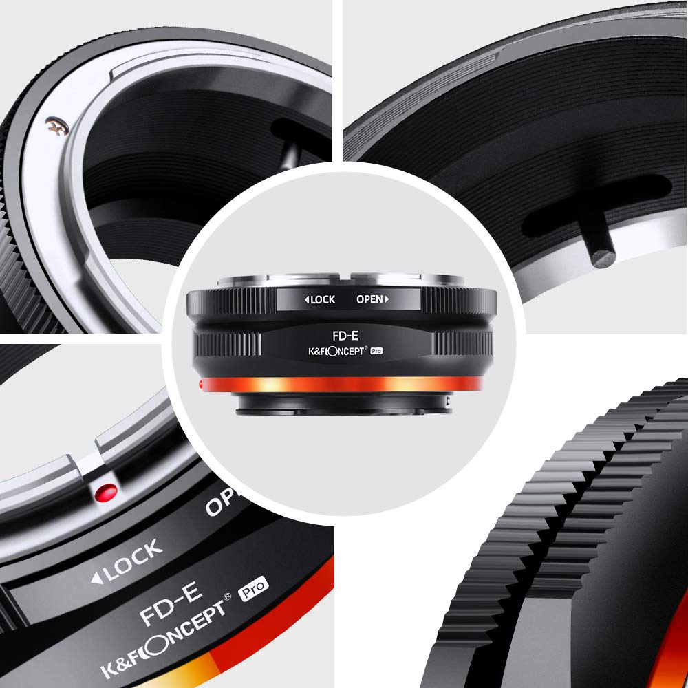 K&F Concept FD to E Mount Lens Mount Adapter Comaptible for Canon FD FL Mount Lens to E NEX Mount Mirrorless Cameras with Matting Varnish Design Comaptible for Sony A6000 A6400 A7II A5100 A7 A7RIII