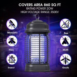 Bug Zapper, imirror Outdoor Bug Zapper, Waterproof Electronic Mosquito Zapper Fly Zapper for Outdoor and Indoor - 20W Black