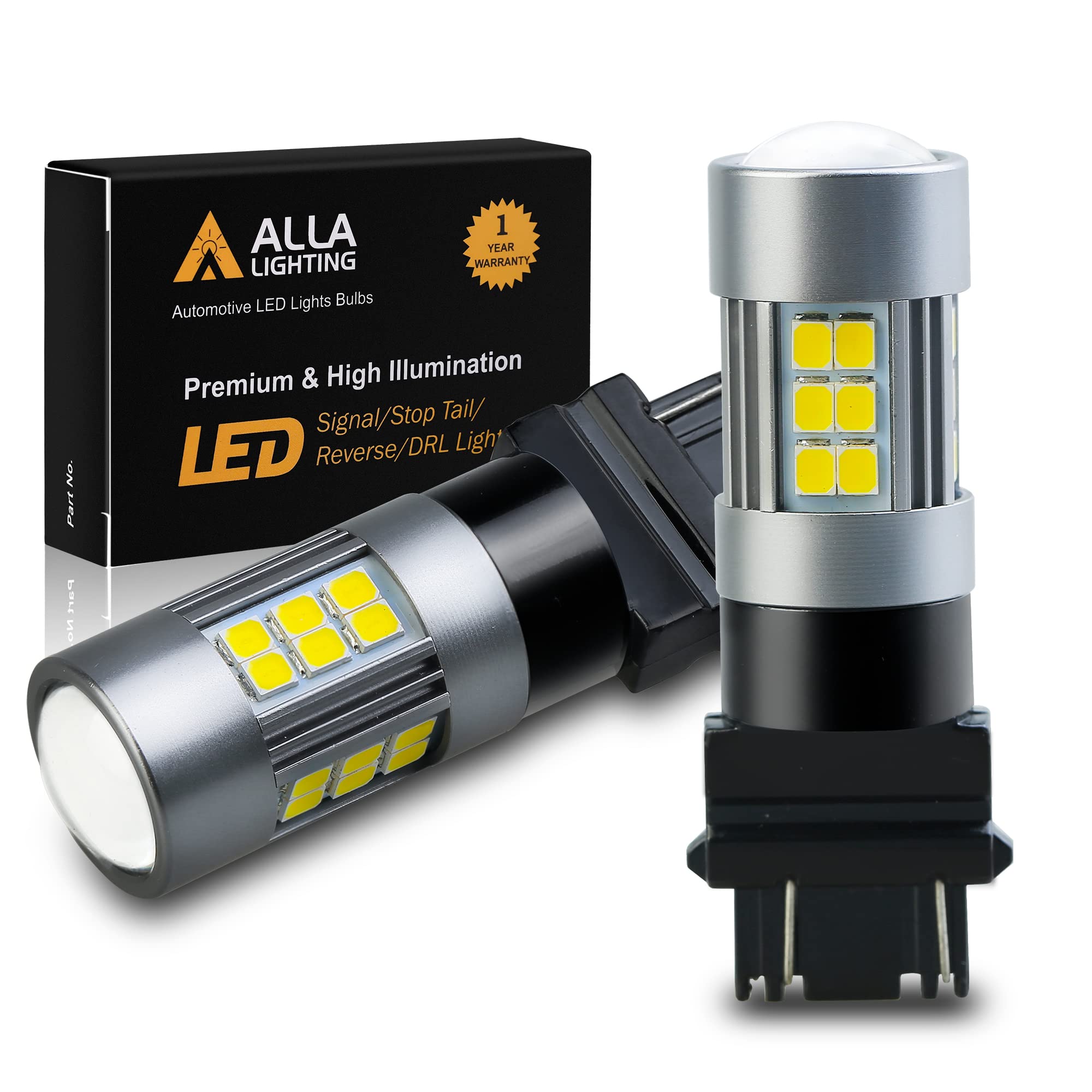 Alla Lighting Super Bright 2000lms T25 3156 3157 LED Bulbs, 6000K White Back-up Reverse Lights, DRL, Turn Signal, Brake Tail Lights Replacement, 3035 27-SMD 3056 3156K 3157K 3057 3047 4114 3457 3456