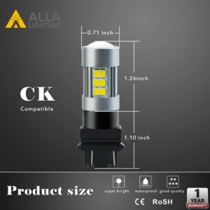 Alla Lighting Super Bright 2000lms T25 3156 3157 LED Bulbs, 6000K White Back-up Reverse Lights, DRL, Turn Signal, Brake Tail Lights Replacement, 3035 27-SMD 3056 3156K 3157K 3057 3047 4114 3457 3456