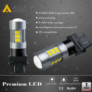 Alla Lighting Super Bright 2000lms T25 3156 3157 LED Bulbs, 6000K White Back-up Reverse Lights, DRL, Turn Signal, Brake Tail Lights Replacement, 3035 27-SMD 3056 3156K 3157K 3057 3047 4114 3457 3456