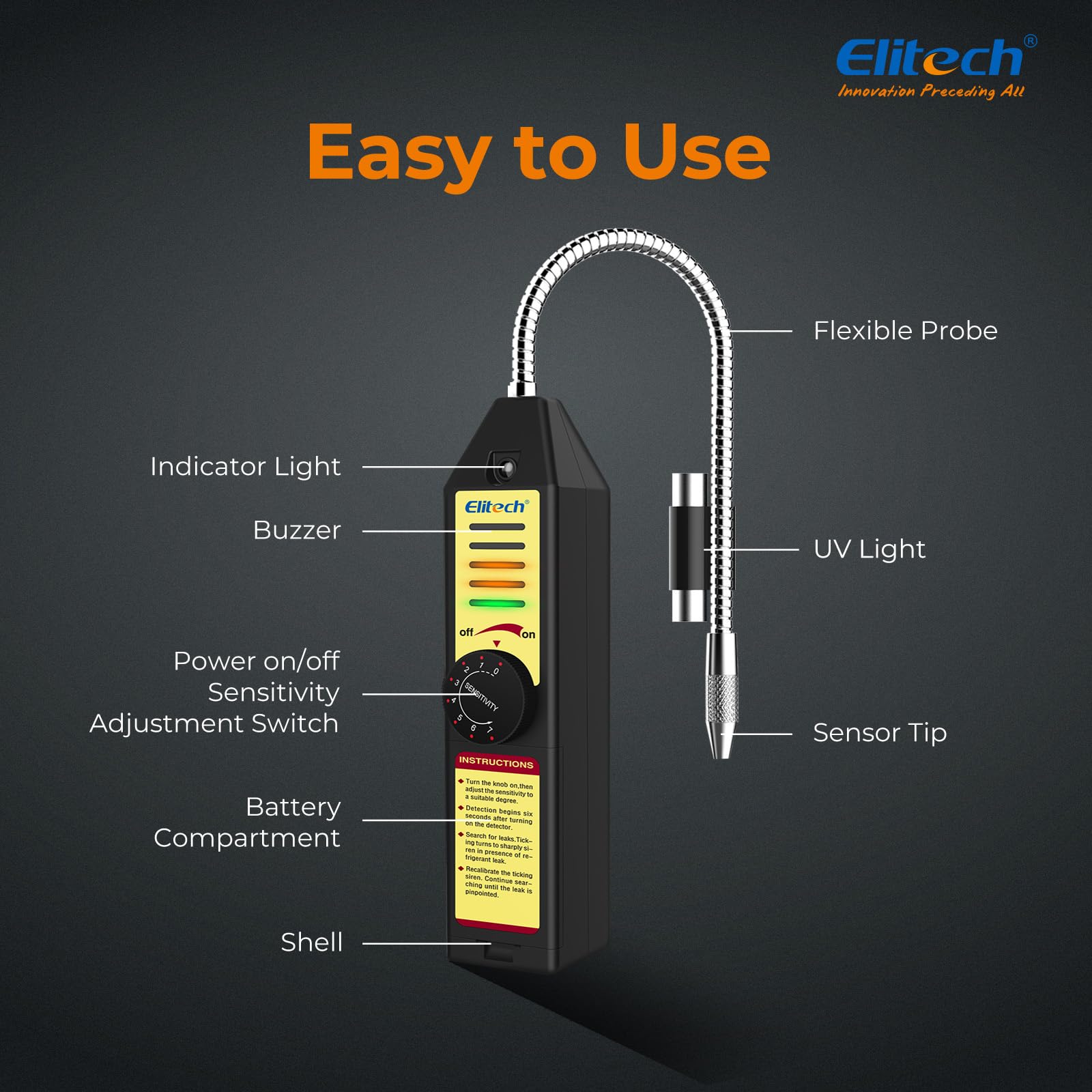 Elitech WJL-6000S Freon Leak Detector Halogen Gas Tester HVAC Refrigerant AC Sniffer R22 R410A R134A with LED