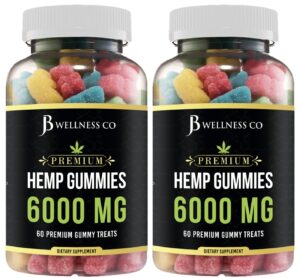 [2-pack] hemp gummies premium – 6000 mg – great for peace & relaxation - calming gummies – vitamins & omega 3,6,9 – made in the usa [2-pack]