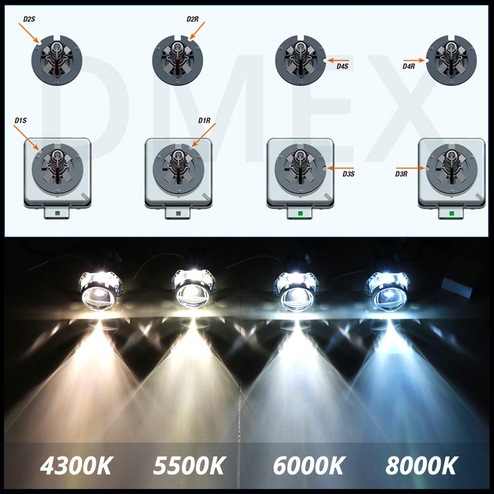 DMEX D3S HID Headlight Bulbs Xenon 6000K Cool White 35W Replacement 66340 42403 42302 Headlamp - Pack of 2