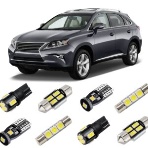 BRISHINE White LED Interior Lights Kit Replacement for Lexus RX350 RX450h 2010 2011 2012 2013 2014 2015 Super Bright 6000K Interior LED Light Bulbs Package and Install Tool