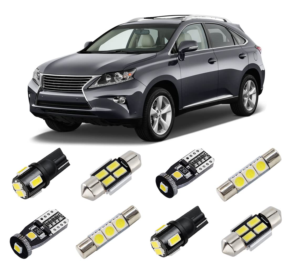 BRISHINE White LED Interior Lights Kit Replacement for Lexus RX350 RX450h 2010 2011 2012 2013 2014 2015 Super Bright 6000K Interior LED Light Bulbs Package and Install Tool