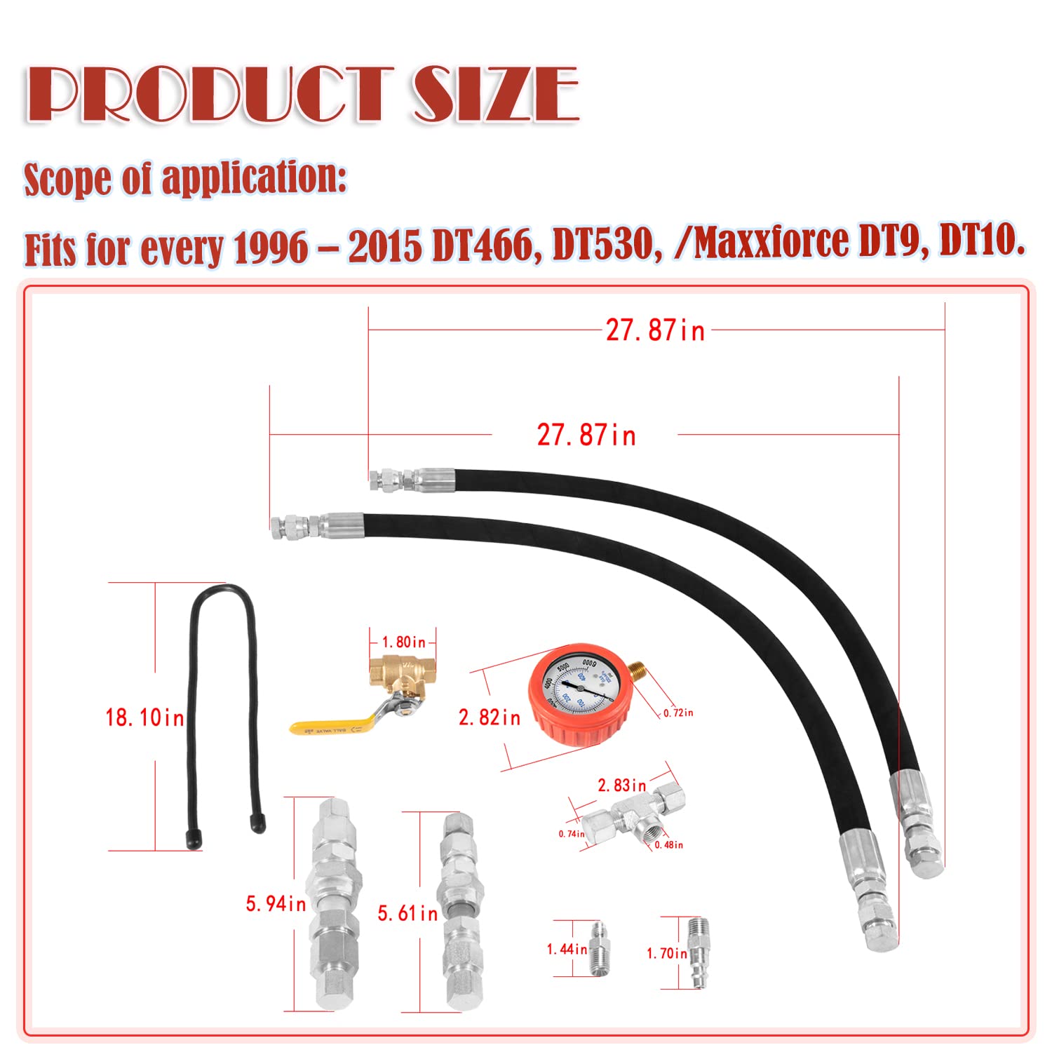 E-cowlboy Hpop Test Tool Kit High Pressure Oil for DT466 DT530 / for International Maxxforce DT9, DT10 1996-2015