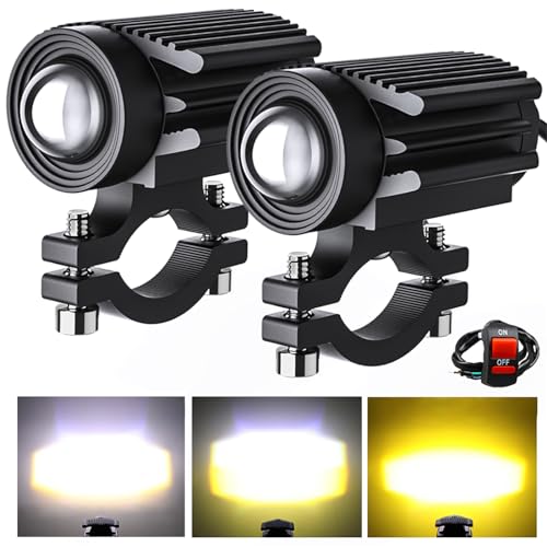 Miluqike Motorcycle Auxiliary Lights 2PCS LED Spot Driving Spot Lights Pure White 6000K Compatible with Motorcycle Off-Road Truck SUV ATV Boat E-Bike Tractor