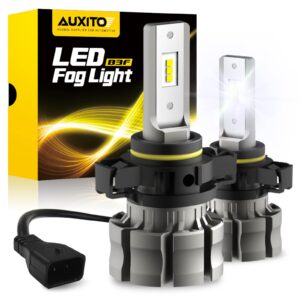 auxito 5202 led fog light bulbs, 6500k cool white 6000 lumen plug and play, 300% brighter, 5201 ps19w 12085 ps24w daytime running lights replacement (pack of 2)