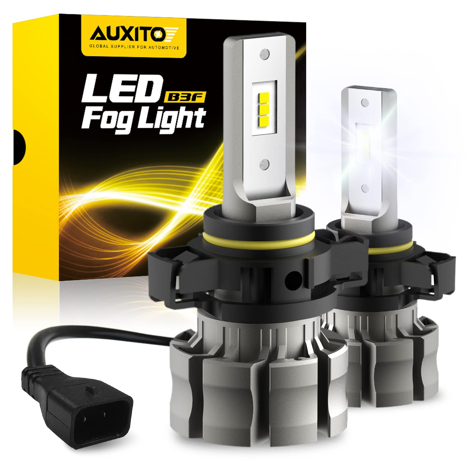 AUXITO 5202 LED Fog Light Bulbs, 6500K Cool White 6000 Lumen Plug And Play, 300% Brighter, 5201 PS19W 12085 PS24W Daytime Running Lights Replacement (Pack of 2)