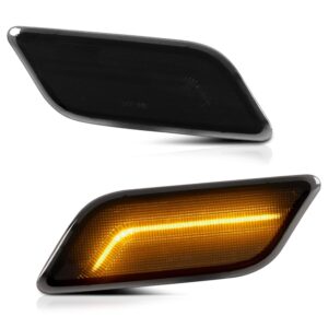 vipmotoz front full led side marker lights lamps compatible with 2010-2013 mercedes benz w212 e class e350 e400 e550 e63 amg smoked tinted housing clear lens 6000k diamond white 2-pieces pair set
