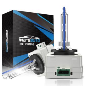 marsauto d1s hid bulbs, 6000k cold white, xenon bulb(not halogen/led bulbs), 5 years lifespan, waterproof design, up to 350% brightness, low/high beam,2 pcs