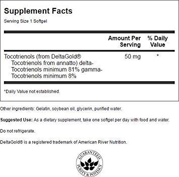 Swanson Deltagold Tocotrienols-Annatto Tocotrienols -Vitamin E Tocotrienols 99% Tocopherol Free (60 Softgels, 50mg Each) in selection central