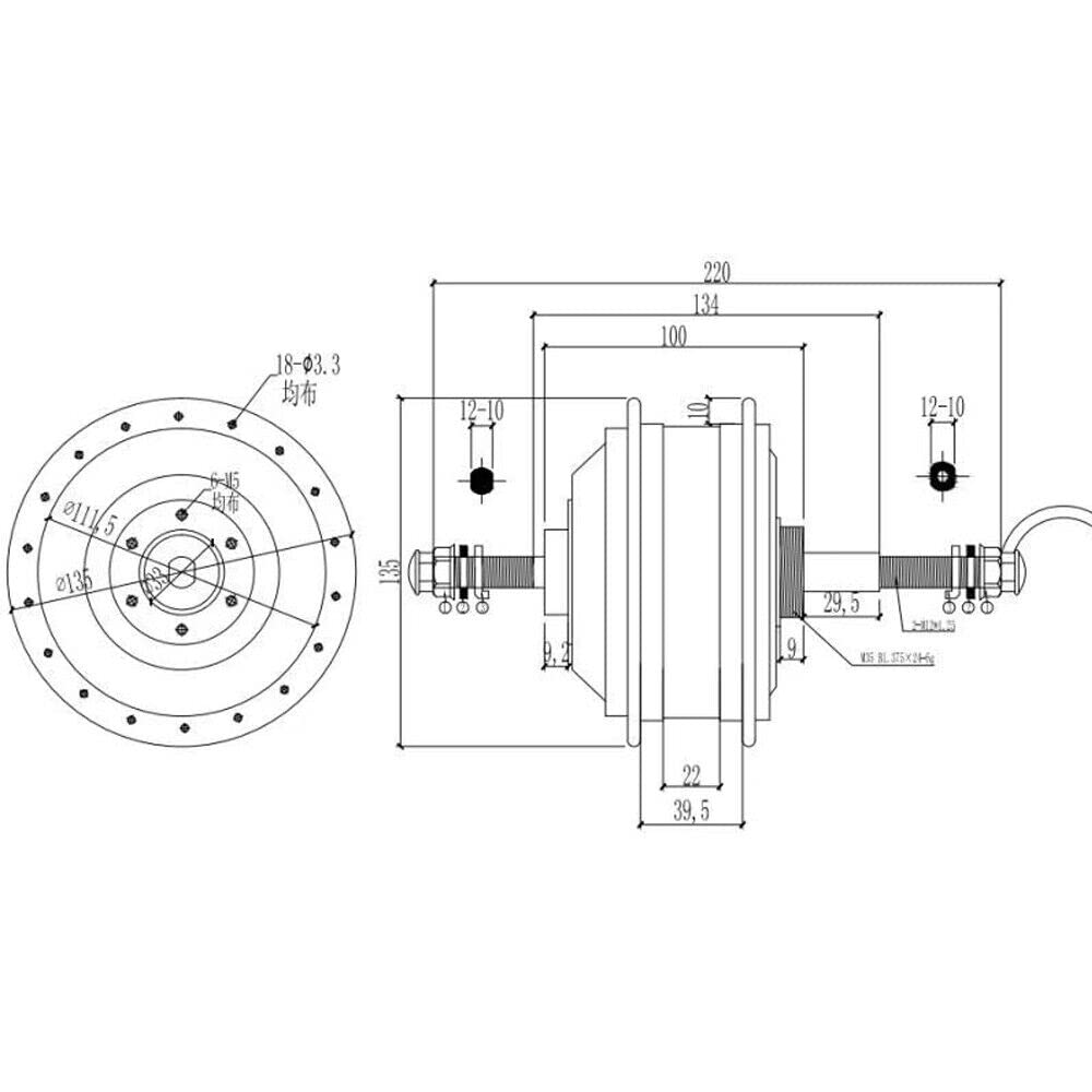 TQSHOoP 20" Rear Wheel Hub E-Bike Conversion Kit, 48V 1000W Electric Bike Brushless and Gearless Hub Motor Kit mit LED Display