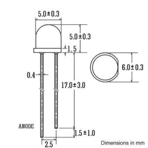 E-Projects B-0001-B03 Clear Blue LEDs, Wide Angle Light, 5 mm (Pack of 100)