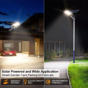 WERISE 2000W Solar Street Lights Outdoor Dusk to Dawn Solar Led Outdoor Light with Remote Control, 6000K Daylight White Security Led Flood Light for Yard, Garden, Street, Playground