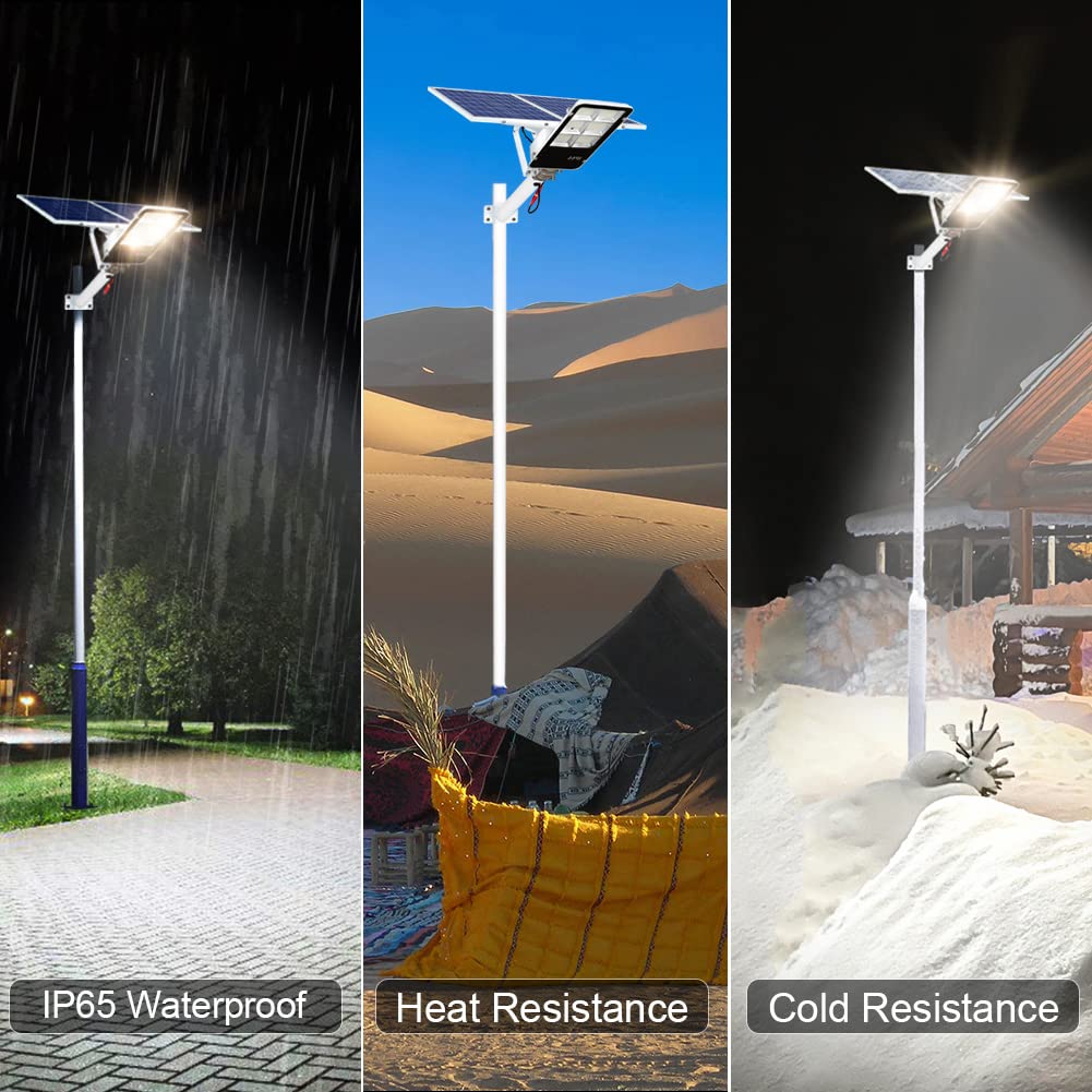 WERISE 2000W Solar Street Lights Outdoor Dusk to Dawn Solar Led Outdoor Light with Remote Control, 6000K Daylight White Security Led Flood Light for Yard, Garden, Street, Playground