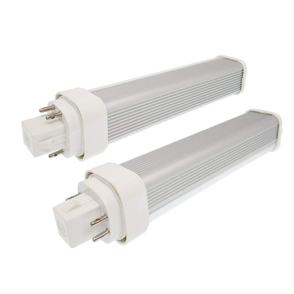 2pcs 9W G24 LED Bulb E-Simpo Horizontal Recessed 6'/151mm 800-1000lm Retrofit CFL 2U PL-C 18W Equivalent 180 Degree Beam Pin base LED Plug-in Bulb (Need Remove Ballast) (Daylight, G24q 4Pin 15mm)