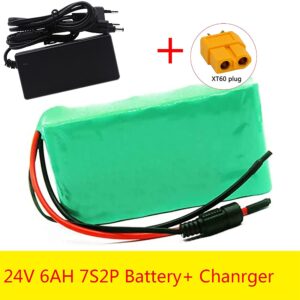 TGHY 24V 6Ah E-Bike Lithium Battery Pack with BMS and Charger 6000mAh Li-ion Battery for Mobility Scooter Electric Go-Kart Kids Ride On Car Electric Wheelchair,Xt60