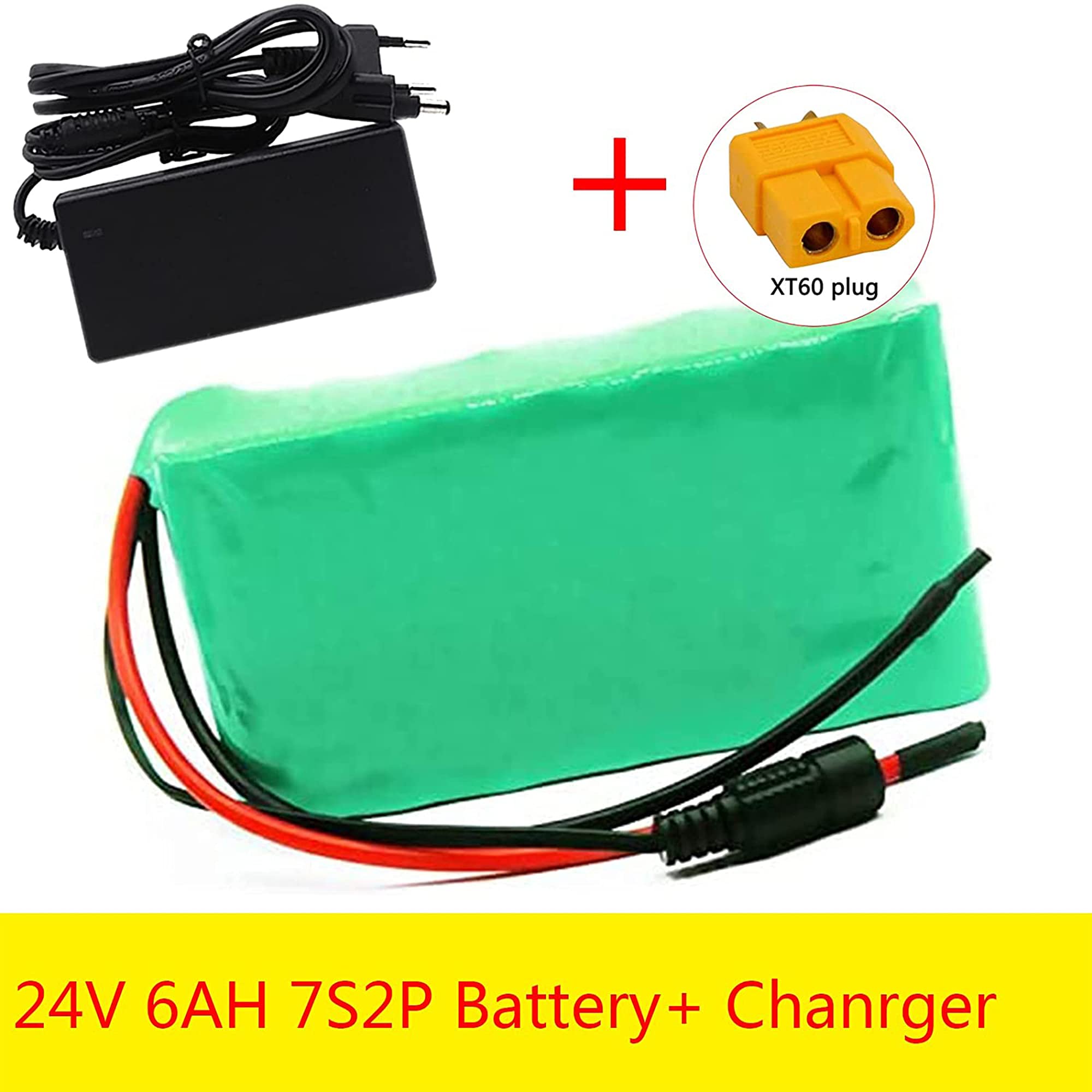 TGHY 24V 6Ah E-Bike Lithium Battery Pack with BMS and Charger 6000mAh Li-ion Battery for Mobility Scooter Electric Go-Kart Kids Ride On Car Electric Wheelchair,Xt60